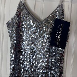 Silver Sequin Mini Dress